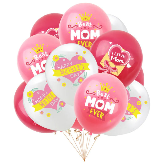 10pcs 12inch English Mother Father Foil Balloons Mother's Day Heart Shape Helium Love Globos Decor Mama Balloon Gifts Balaos