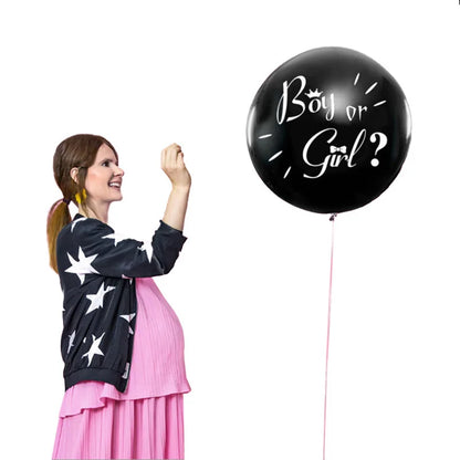 Boy or Girl Gender Reveal Party Decoration 36'' Giant Black Latex Balloon Blue Pink Confetti Baby Shower Globos Supplies