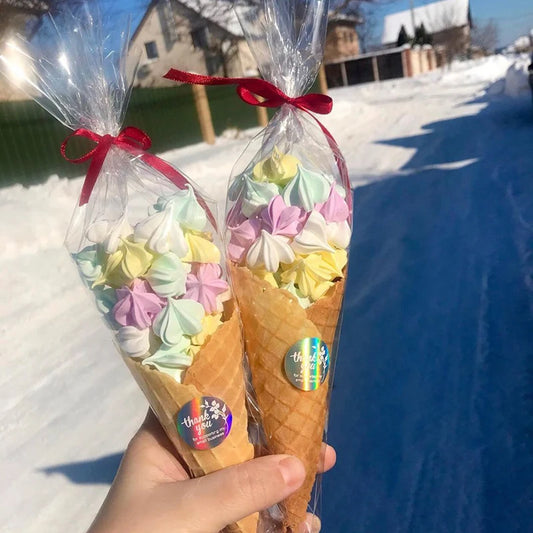 50pcs Transparent Cone Candy Bags Favors Sweet Cookies Storage Packaging Cellophane Bag Birthday Easter Party Decor Gift