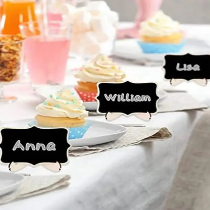 10PCS Mini Chalkboard Signs with Easel Wedding, Birthday Parties, Message Board Signs and Event Decor Wooden Place Cards