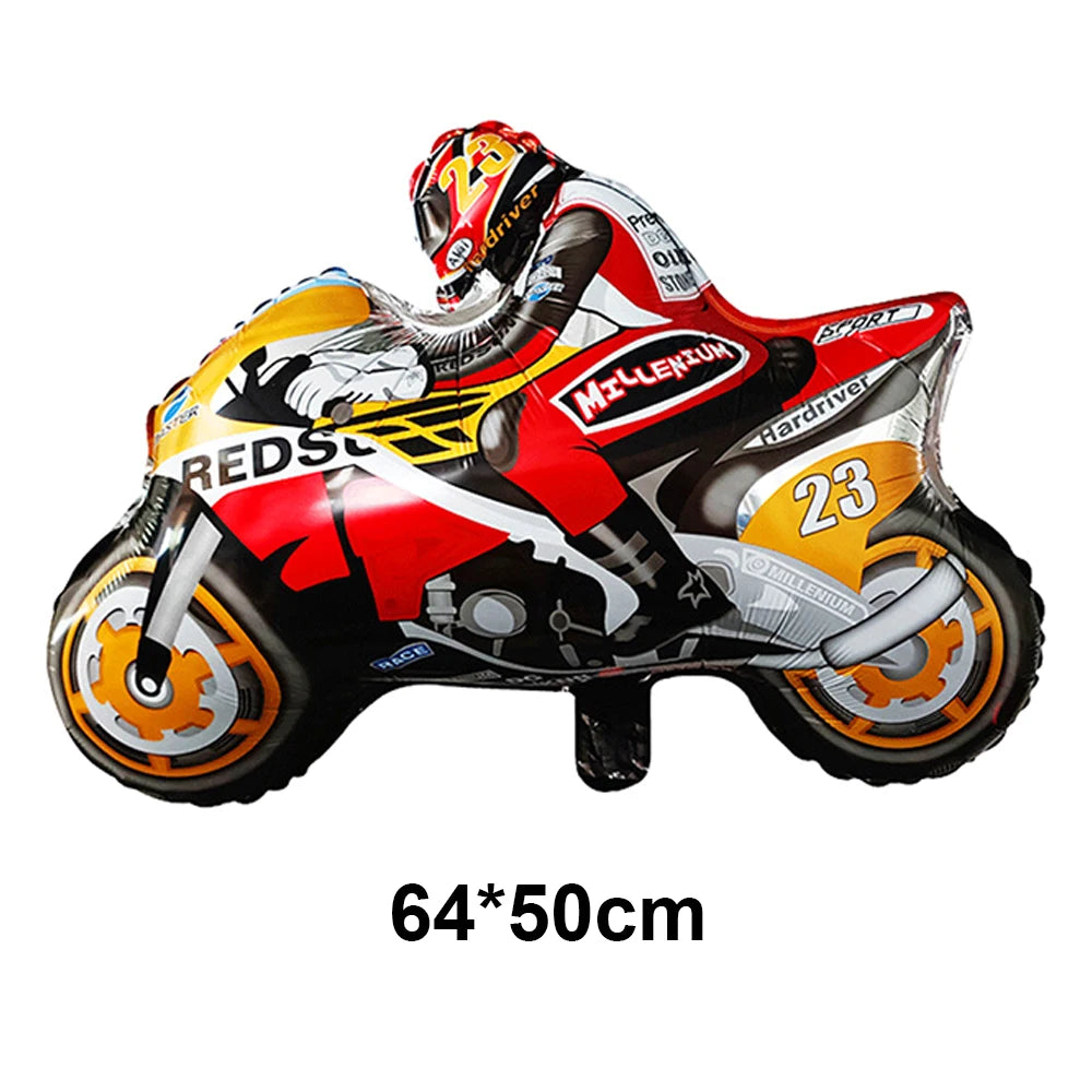 Motocross Dirt Bike Birthday Party Banner Cake Topper Foil Motorcycle Balloon for Boy Kids Motor Theme Party Decoration Supplies
