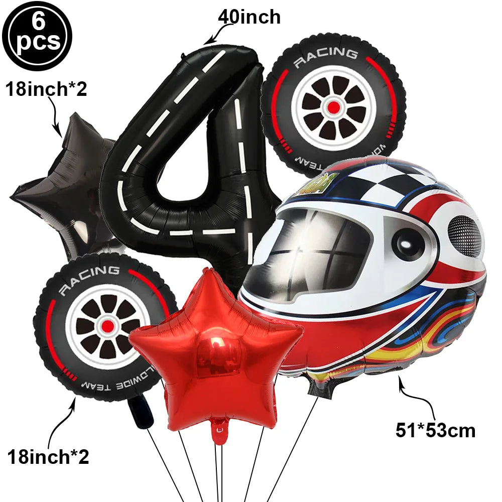 Race Car 2nd Birthday Decorations Tableware Paper Plates Cups Large Racing Car Balloons Kids Two Fast Birthday Party Supplies