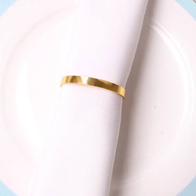 10pcs Golden Napkin Rings Simple Serviette Holder For Wedding Party Banquet Adornment