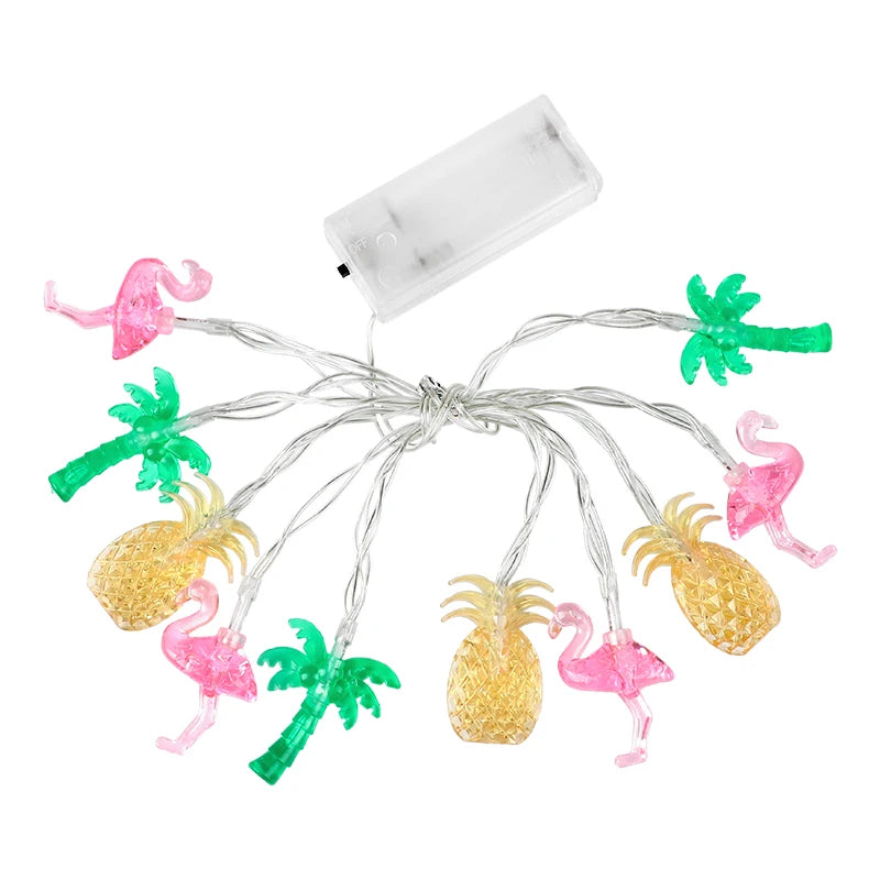 1.5M 10LED Flamingo Pineapple String Light Summer Tropical Hawaiian Party Decoration Palm Tree Fairy Light Garland Beach Wedding