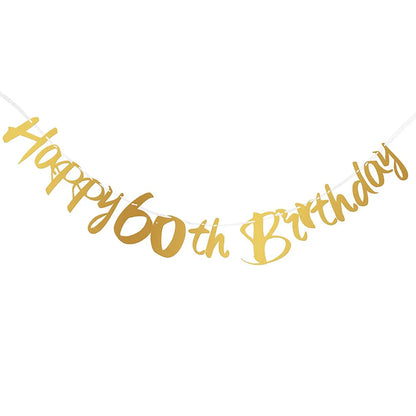 60 Years Birthday Party Decorations Happy 60th Birthday Paper Banner 12inch Latex Balloons 60th Birthday Party Hanging Supplies