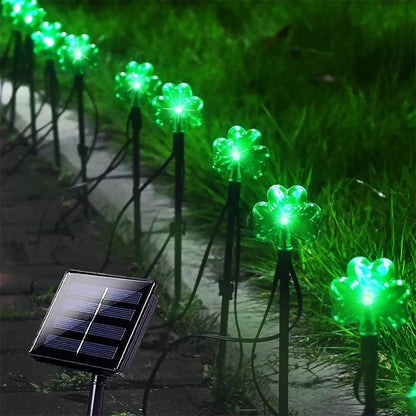 100 LED St Patricks Day Decorations Lights Solar Shamrock String Lights, Outdoor Solar Powered Garden Pathway Lights 635