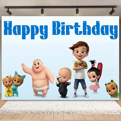 Cartoon Boss-Boys-Girls Theme Newborn 1st Birthday Party Decor Disposable Tableware Backdrop Balloons Baby Shower For Kids Gifts