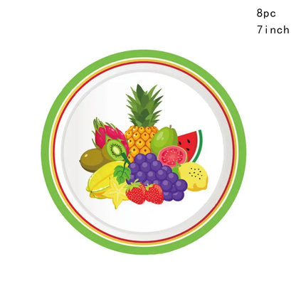 Hawaii Fruit Party Disposable Tableware Watermelon Pineapple Grape Plates Napkins Kids Happy Summer Fruit Birthday Party Decors