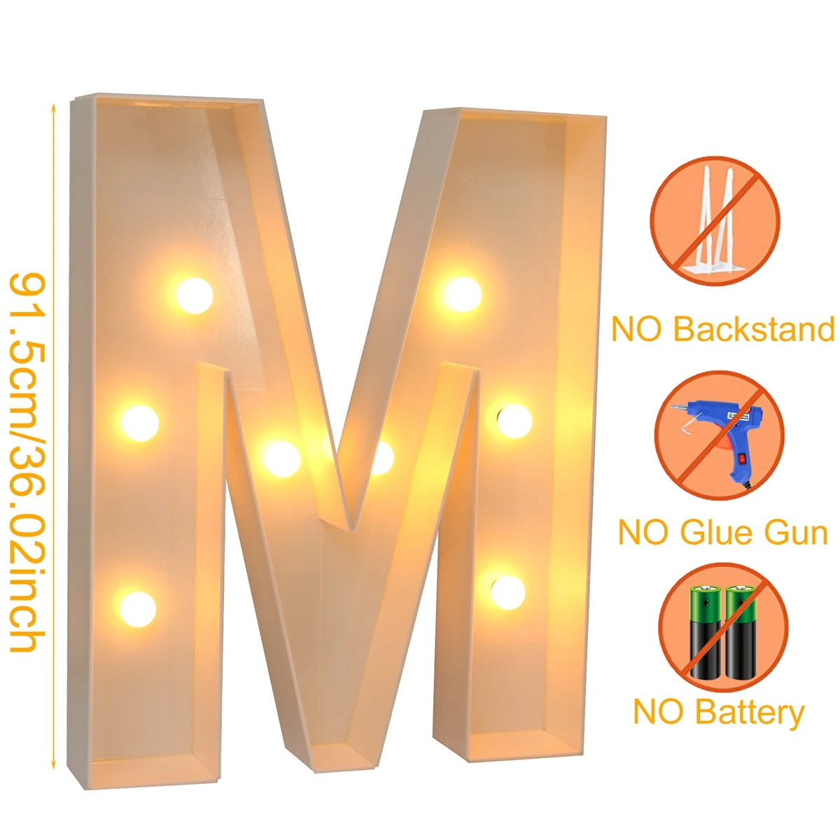 91.5CM Giant Letter Led Light Frame Box Baby Shower Christmas 1st Birthday Wedding Party Decor DIY Name Balloon Filling Box