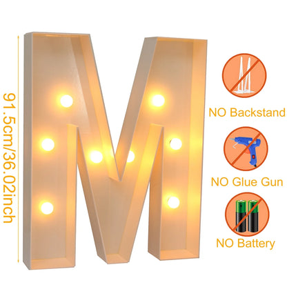 91.5CM Giant Letter Led Light Frame Box Baby Shower Christmas 1st Birthday Wedding Party Decor DIY Name Balloon Filling Box