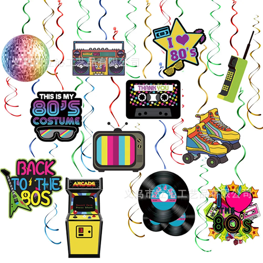 80s 90s Party Decorations Retro 1980s 1990s Hip Hop Party Hanging Swirls Ceiling Decor for Adults Back to The 80s 90sParty
