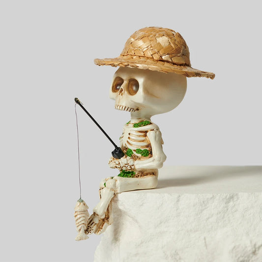Skeleton Fishing Funny Home Decoration Accessories Creative Gifts Desktop Atmosphere Resin Living Room Decoration Ornaments