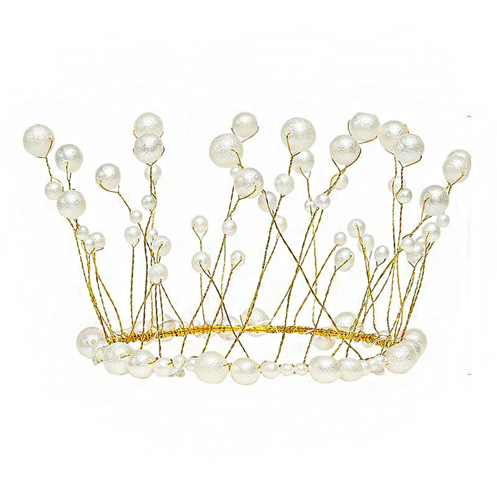New LED Lamp Pearl Crown Cake Topper Decor Princess Party Top Topper Happy Birthday Cake Decorating Tools Gift Wedding Supplies