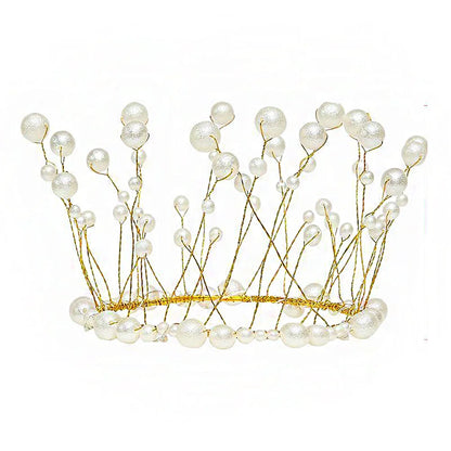 New LED Lamp Pearl Crown Cake Topper Decor Princess Party Top Topper Happy Birthday Cake Decorating Tools Gift Wedding Supplies