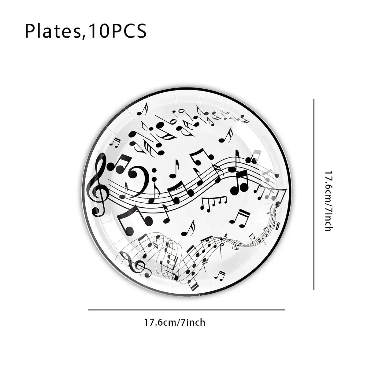 10Guests Music Festival Party Disposable Tableware White Black Note Happy Musical Lover Birthday Party Supplies