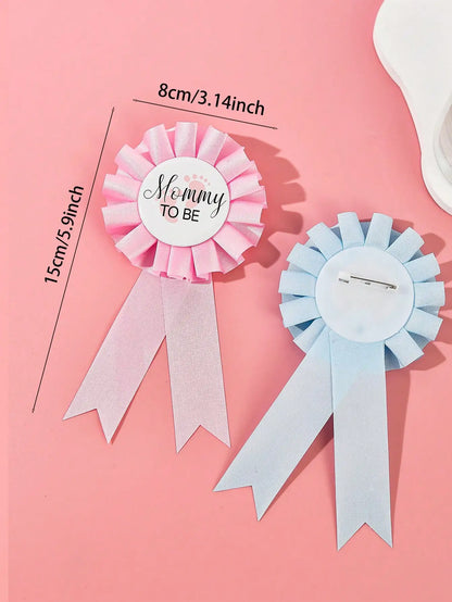 “Mommy and Daddy are going to be” tin pin-baby shower button sex reveal party boy blue rose wreath button baby celebration