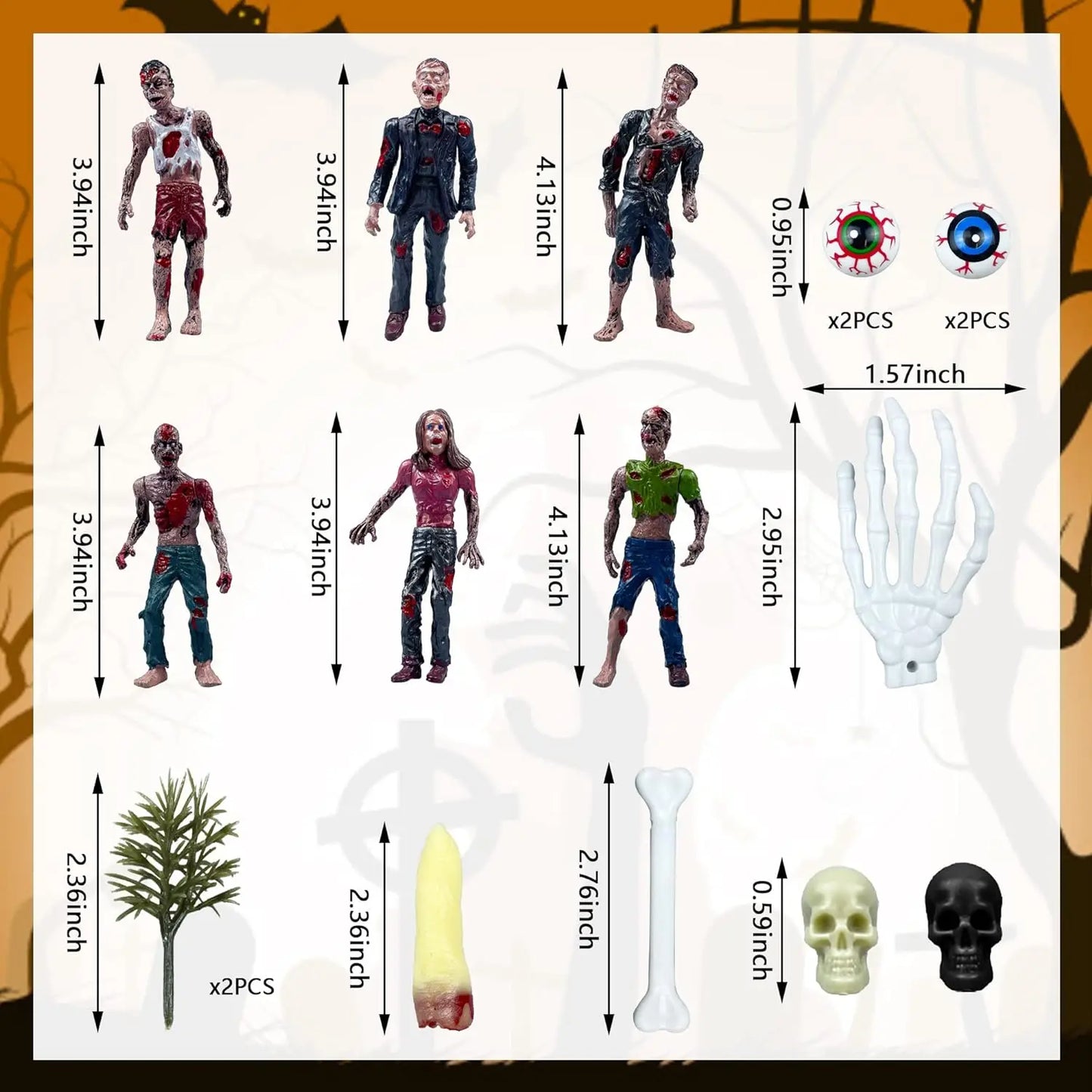 17 PCS Zombie Cake Decoration Zombie Cake Toppers Zombie Figure Themed Party Decorations for Birthday Halloween Party Cake Decor