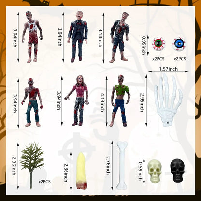 17 PCS Zombie Cake Decoration Zombie Cake Toppers Zombie Figure Themed Party Decorations for Birthday Halloween Party Cake Decor