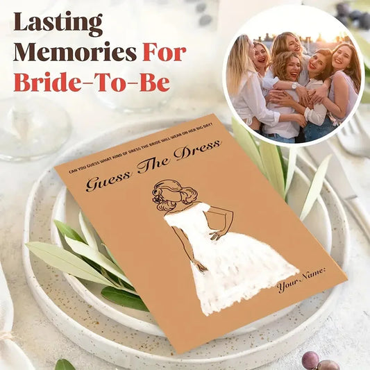 20pcs/Set Funny Guess The Dress Games Cards with Pencil Bridal Shower Wishing Card for Guest Wedding Engagement Party Decoration