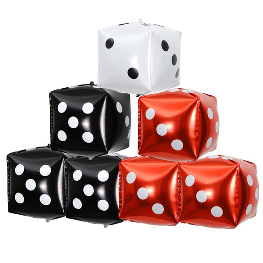 2/6/10pcs/lot 18cm Cube Foil Balloons Dice Foil Ballon Casino Theme Party Adult Birthday Decor Las Vegas Party Poker Theme Party