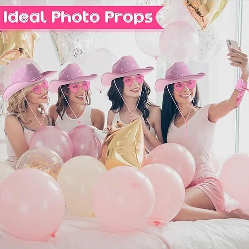 Pink Cowboy Hat Bachelorette Party 3pcs/Set Decoration Western Cowboy Hat Happy Hen Party Decor Girls Birthday Party Photo Props