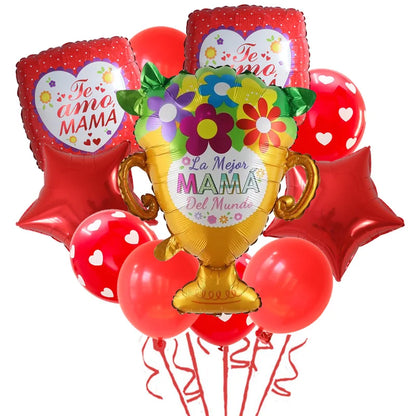 11pcs/Set Best DAD Trophy Spanish Happy Father's Day Foil Balloons English Mother's Day Party Decoration Latex Air Globos Gifts