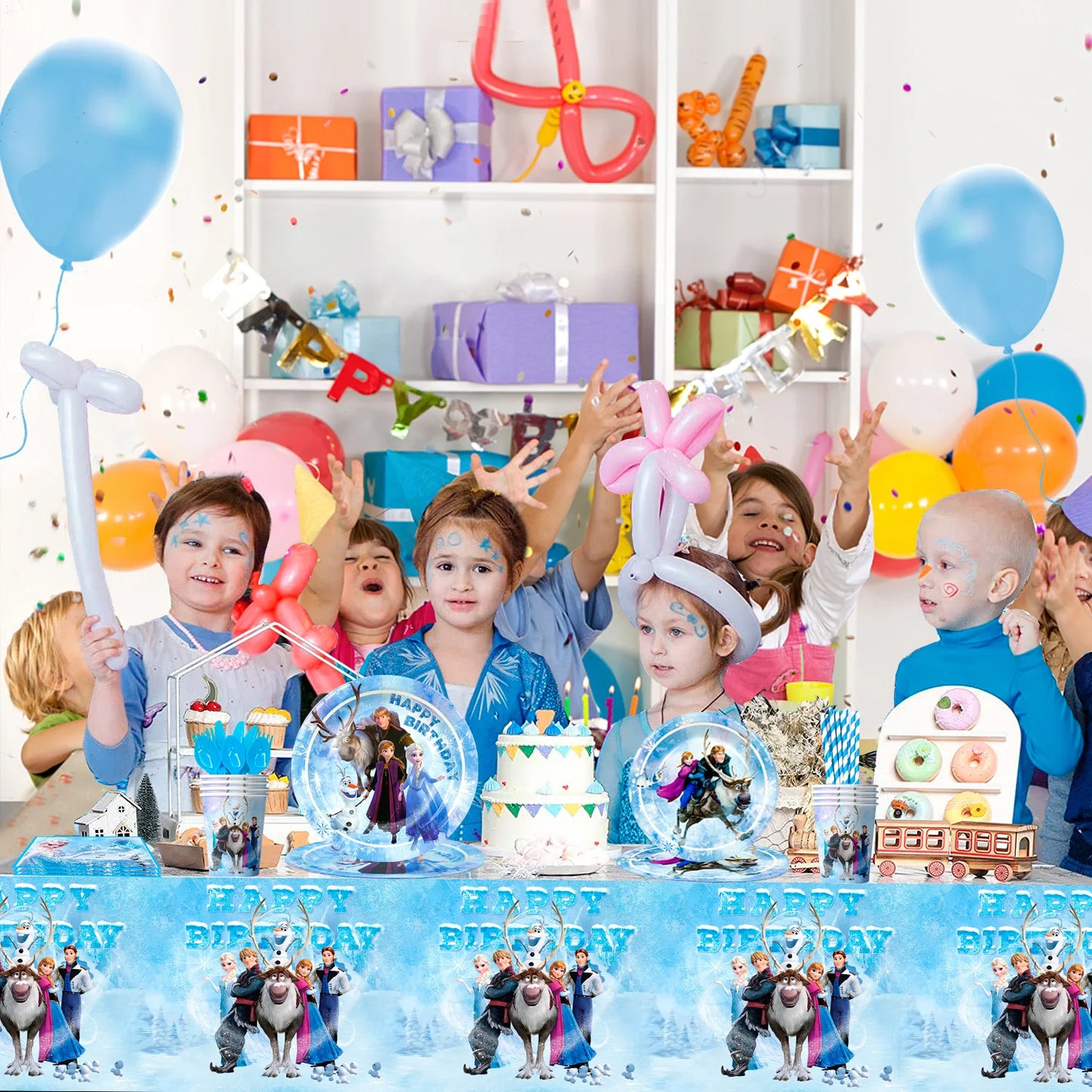 Frozen Theme Party Supplies,Frozen Birthday Party Tableware-161pcs Frozen Party Supplies-Frozen Plates Napkin Cup Tablecloth