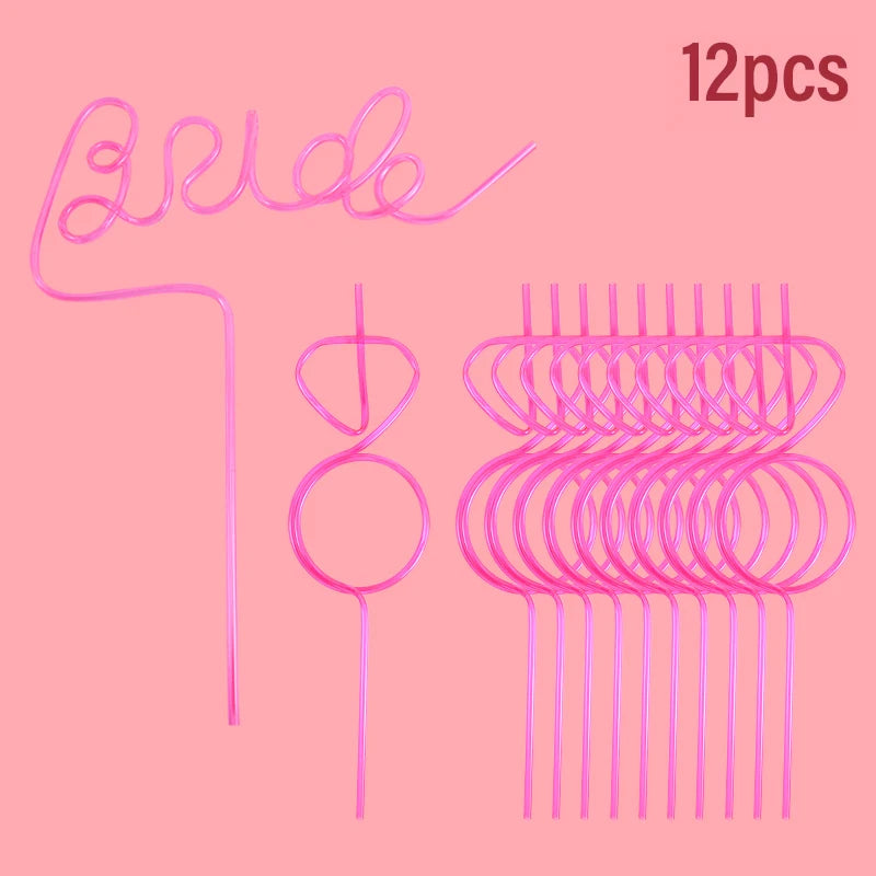 1set Bridal Shower Straws Love Heart Drinking Straw Bride To Be Wedding Decoration Bachelorette Hen Party Supply Team Bride Gift