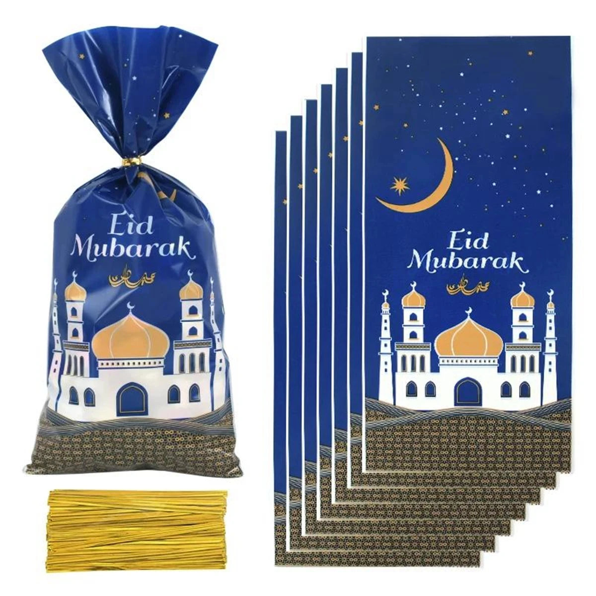 Eid Mubarak Gift Bags Plastic Candy Cookie Bag Ramadan Kareem Decoration 2025 Islamic Muslim Party Supplies Eid Gifts