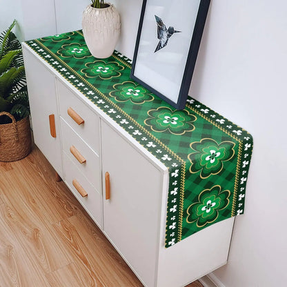St.Patrick's Day Lucky Clover Linen Table Runner Dresser Scarves Decor Farmhouse Kitchen Dining Table Runner Party Decorations