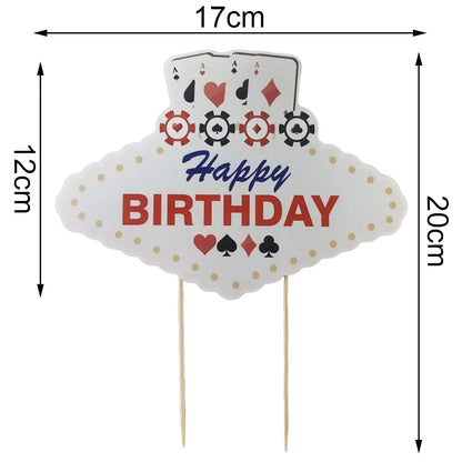 Casino Theme Cake Decoration Poker Pattern Cupcake Topper Adult Casino Poker Birthday Party Decoration Supplies