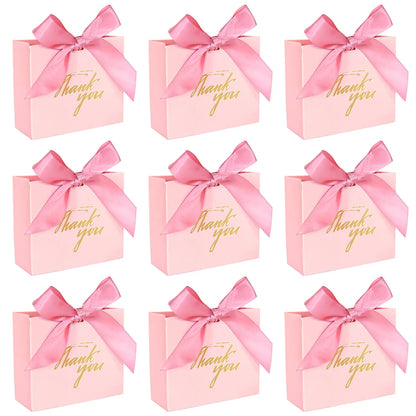 5/10pcs Thank You Candy Box With Ribbon Small Gift Packing Bag For Christmas Wedding Baby Shower Birthday Party gift for guests