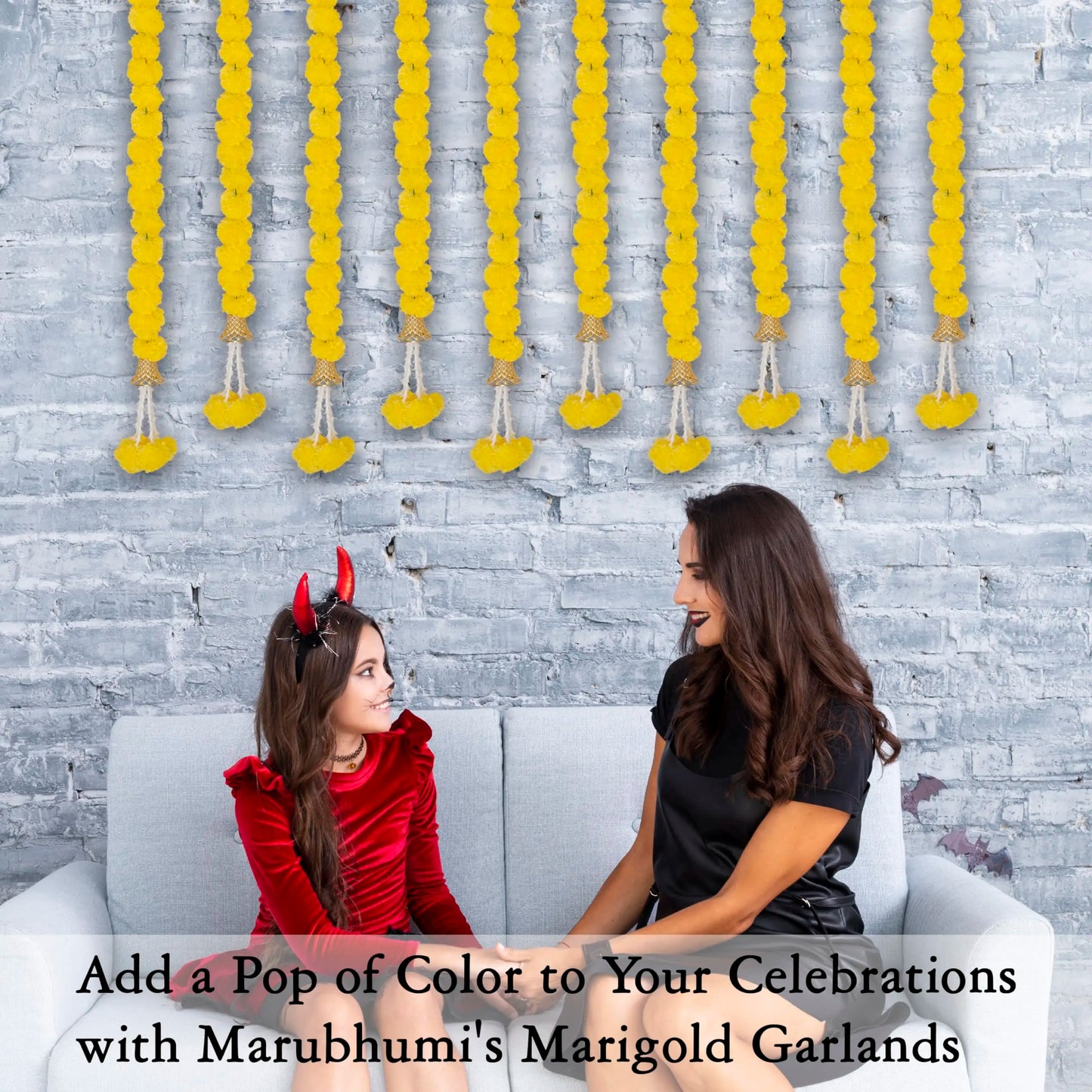 5-50pcs Marigold Flower Garlands Artificial Flower Garland for Indian Décor,Pooja, Diwali, Fiesta Day of The Dead, Mexican Party