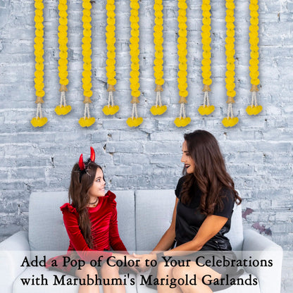 5-50pcs Marigold Flower Garlands Artificial Flower Garland for Indian Décor,Pooja, Diwali, Fiesta Day of The Dead, Mexican Party