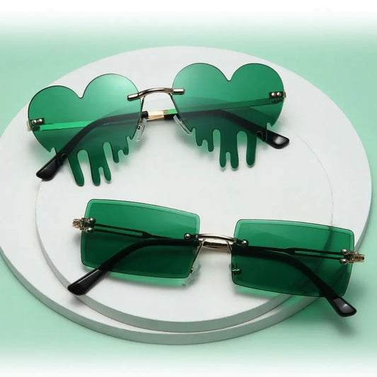 1pc St. Patrick's Day Irish Shamrock Sunglasses Green Four Leaf Clover Leprechaun Costume Glasses Party DIY  Decor Supplies