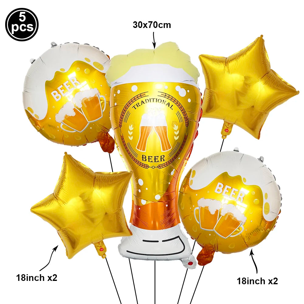 Beers Happy Birthday Party Banner Beer Cups Balloon Cheers Cake Topper Decorations Men Beer Birthday Bachelorette Party Supplies