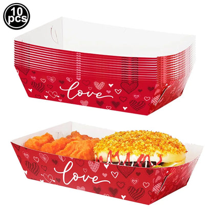 Valentine's Day Theme Disposable Tableware Pink Red Love Heart Pattern Paper Plates Cups Napkins Wedding Decoration Supplies