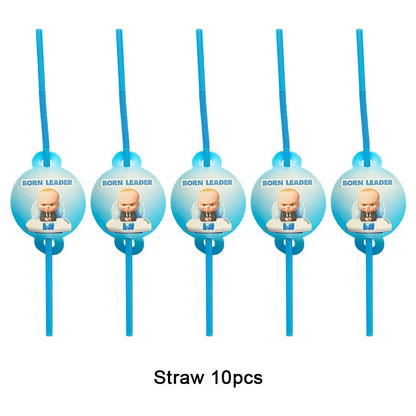 Cartoon Boss-Boys-Girls Theme Newborn 1st Birthday Party Decor Disposable Tableware Backdrop Balloons Baby Shower For Kids Gifts