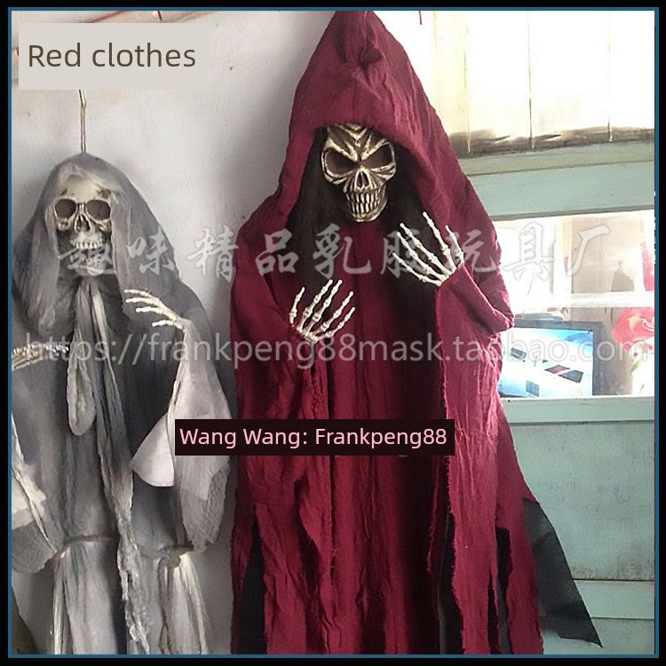 New Voice-Controlled Skull Hanging Ghost Halloween Haunted House Secret Room Props Bar KTV Set Decoration Pendant Horror