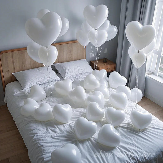 20/50pcs White Heart Balloons Love Inflatable Air Helium Balloon Valentine's Day Marriage Wedding Birthday Party Decor Supplies