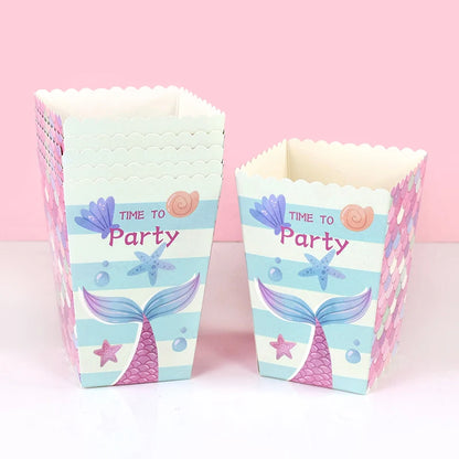 6pcs Gender Reveal Boy or Girl Popcorn Box Team Boy Girl Candy Treat Box Baby Shower Birthday Party Decor Packaging Supplies