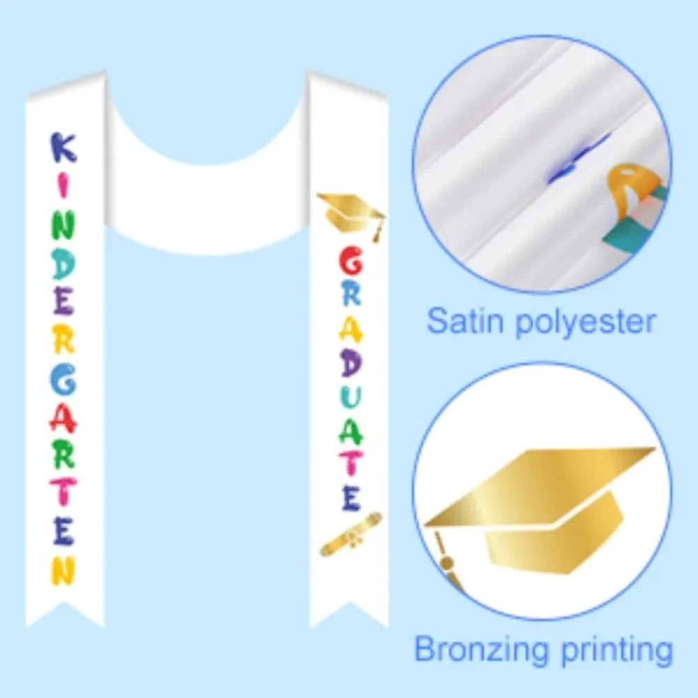 2025 Year Preschool and Kindergarten Graduation Gown Cap Tassel Set with 2025/2026 Charm Printed Stole Grad Gift for Boys Girls