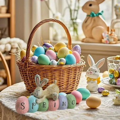Spring Easter Bunny Rabbit Wooden Ornaments DIY Crafts Kids Toy Gift Happy Easter Decoration 2025 Party Home Desktop Decorations