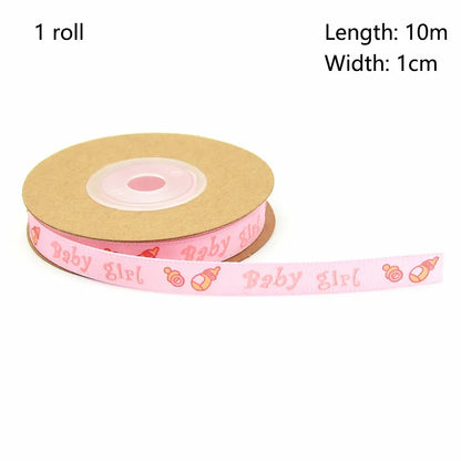 Gender Reveal Supplies 10 meters Boy or Girl Silk Ribbons For Handmade Design Baby Shower Decoration DIY Gift Packing