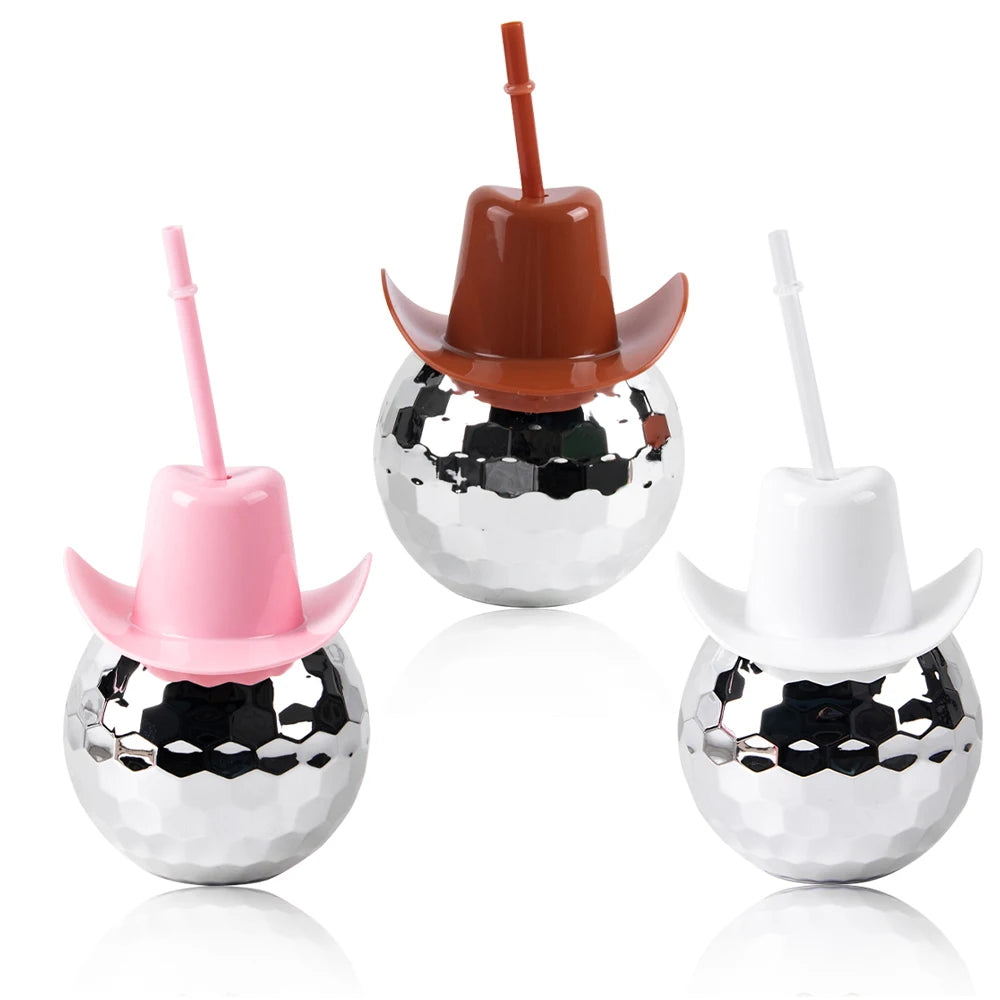 Disco Ball Cup With Cowboy Hat Bachelorette Party Silver Disco Ball Water Bottle Cowboy Theme Bride To Be Party Decor Cocktail C