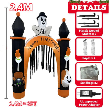 Halloween Inflatable Arch Toys Model Built-in LED Light Pumpkin Prop Outdoor Indoor Home Garden Party Terror Decoration