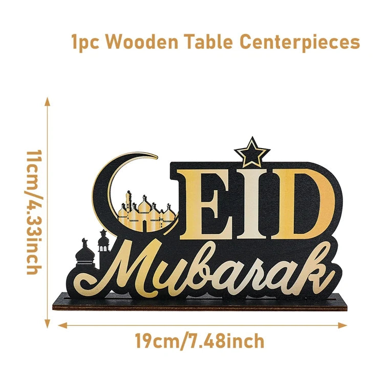EID Mubarak Decoration Wooden Ornaments Ramadan Decoration 2025 For Home Ramadan Kareem Islamic Muslim Party Eid Al Adha Gifts