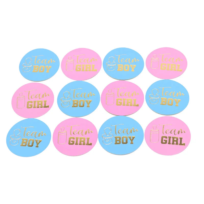24/48pcs Team Boy Team Girl Stickers Boy or Girl Vote Sticker for Gender Reveal Party Creative Decoration Baby Shower Supplies 6