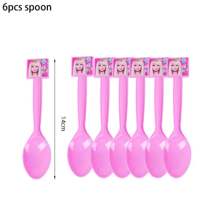 MINISO Barbie Birthday Party Decorations Tableware Paper Cups Plates Napkins Balloons Banner Backdrop Pink Baby Shower Supplies