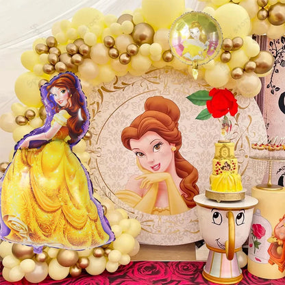 97pcs Beauty and the Beast Princess Bella Balloon Garland Arch Kit Yellow Latex Balloon Birthday Party Decors Baby Shower Supply